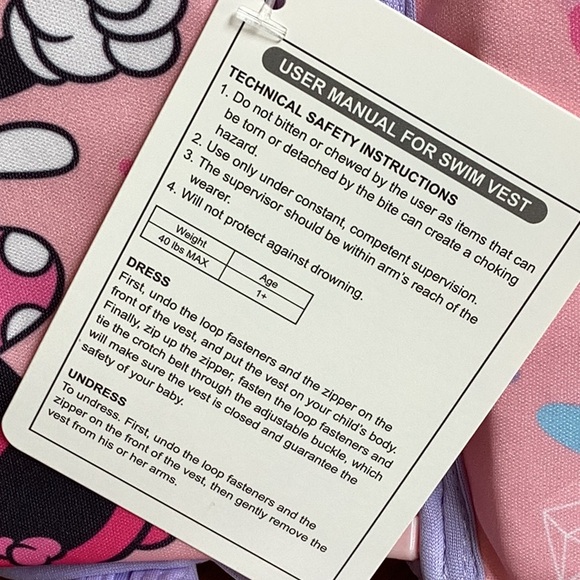 Bestway pink Disney Minnie Mouse life jacket. Size S/M. Up to 40 pounds - Picture 4 of 9